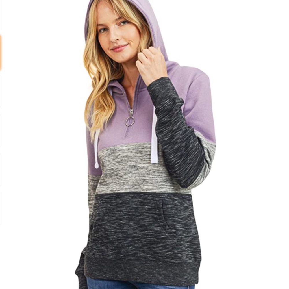 ESSTIVE WOMEN’S BASIC TRI-COLOR FLEECE PULLOVER
